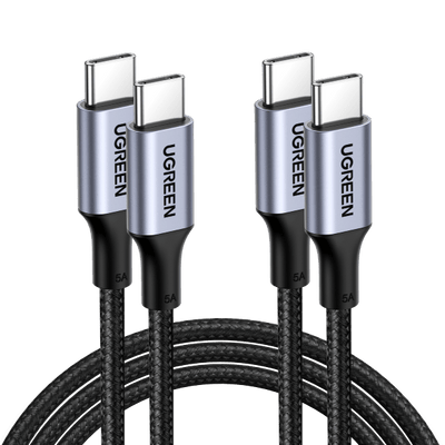 UGREEN 2-pack USB C naar USB C-oplaadkabel 100 W 65 W stroomvoorziening