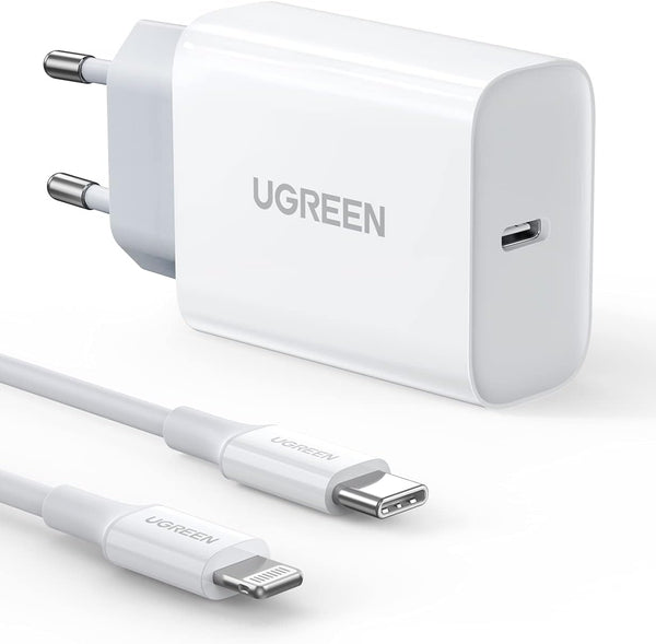 UGREEN 20W USB C Charger with MFi Certified Lightning Cable PD USB C Power Supply USB C Charging Plug PPS - UGREEN