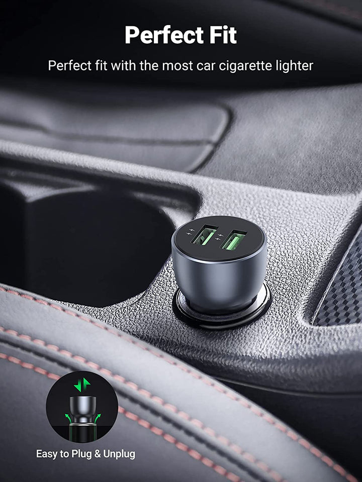 Ugreen 36W QC3.0 Car Charger with USB C Cable Dual USB Ports - UGREEN