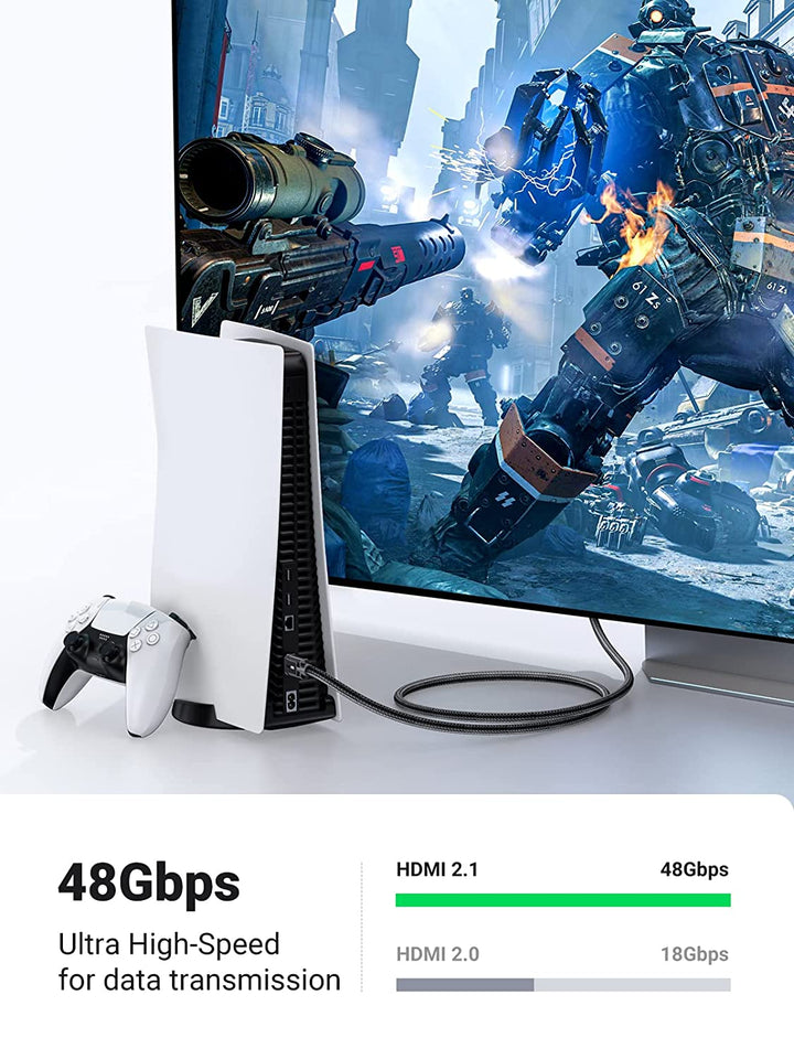 UGREEN Cable HDMI 2.1 de 8K certificado 6.6 pies, cable HDMI de ultra alta  velocidad 4K 240Hz 48Gbps HDCP 2.2 y 2.3 eARC HDR Dolby compatible con PS5