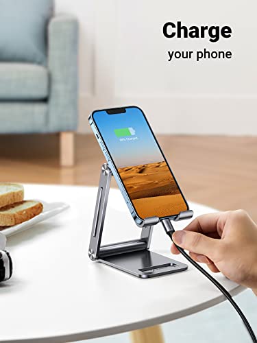  UGREEN Soporte para teléfono celular, soporte de escritorio para  teléfono celular, ángulo estable, ajustable, plegable, mesa de oficina de  aluminio, compatible con iPhone 14 Pro Max Plus 13 Pro Max 12