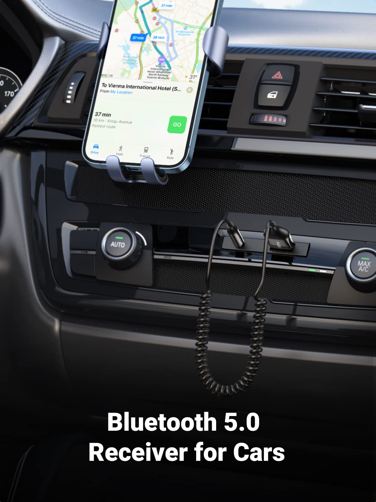 Ugreen Bluetooth 5.4 Aux Adapter For Car - Hands-Free Calling With Noise Cancellation, USB & 3.5mm (CM723)