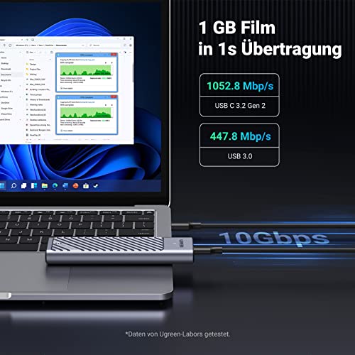 UGREEN M.2 NVMe SATA SSD Gehäuse USB 3.2 Gen 2 10 Gbps Aluminium - UGREEN