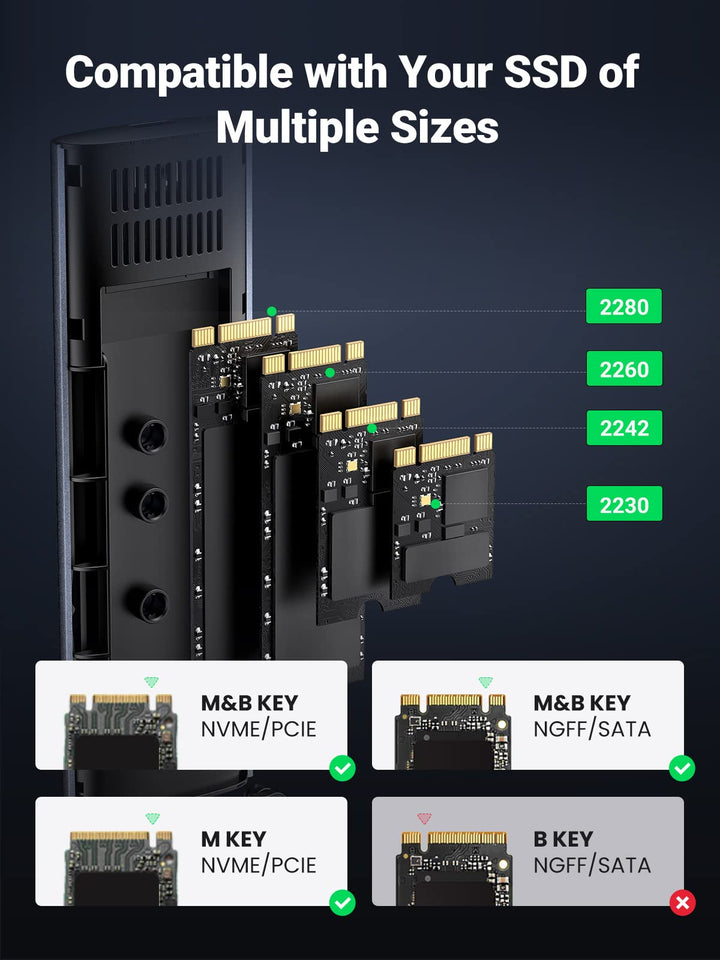 M.2 Ssd UGREEN M.2 NVMe Enclosure, USB 3.2 Gen2 10Gbps Tool-Free ...