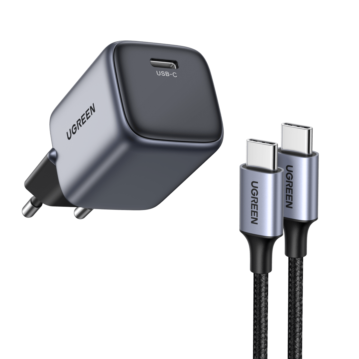 UGREEN Nexode 20W USB C Ladegerät PD 3.0 PPS Ladestecker+60W USB-C Ladekabel(1m) - UGREEN