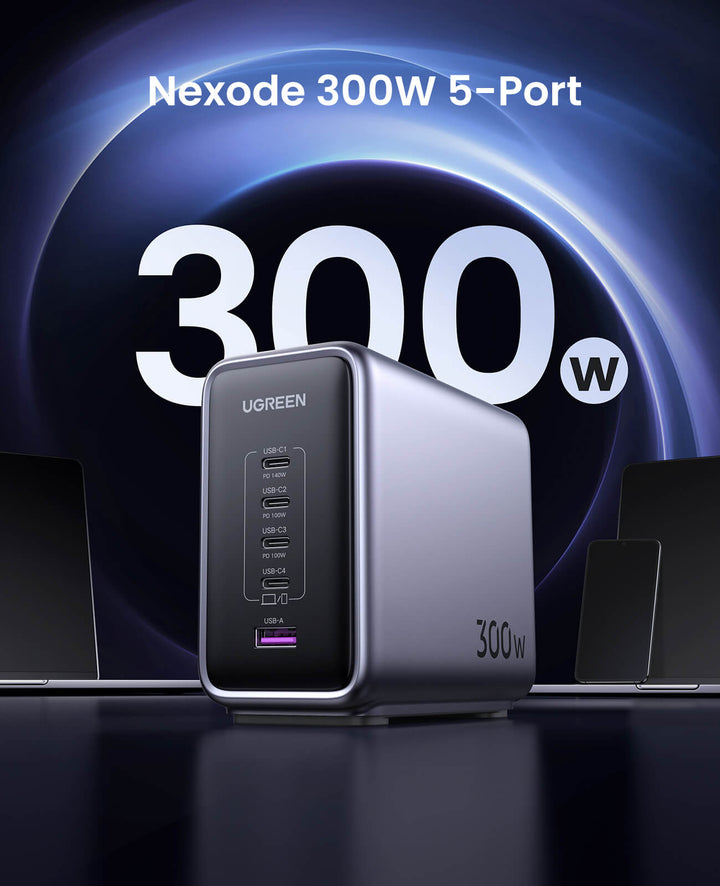Ugreen Nexode 300W GaN Wall USB-C Charger 5 Ports - UGREEN