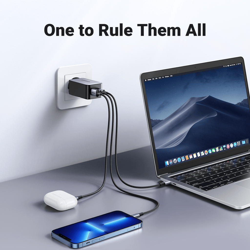 Ugreen Nexode 65W USB C GaN Charger-3 Ports Wall Charger - UGREEN