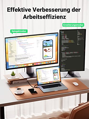 UGREEN USB C auf HDMI Kabel 4K 60Hz 2m Thunderbolt 3/USB C 3.1 HDMI Kabel UHD Geflochten-Aluminium - UGREEN