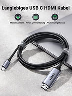 UGREEN USB C auf HDMI Kabel 4K 60Hz 2m Thunderbolt 3/USB C 3.1 HDMI Kabel UHD Geflochten-Aluminium - UGREEN