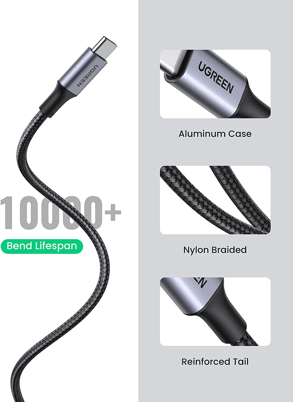 UGREEN USB C Cable 3A Fast Charging USB To Type C Lead Nylon Braided ugreen-usb-c-cable-3a-fast-charging-usb-to-type-c-lead-nylon-braided