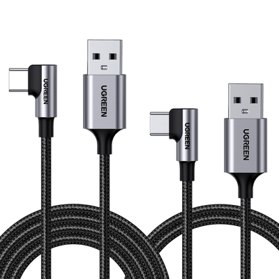 UGREEN USB C Cable 90 Degree 2 Pack Right Angle Type C Charger Lead Fast Charging