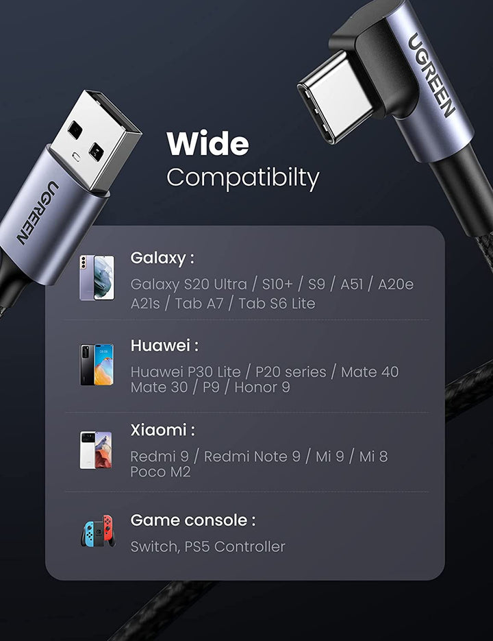 Câble Chargeur USB Type C, Charge Rapide, Cordon, Transfert de Données,  Samsung s21 s20 A51 Xiaomi mi 10 Redmi note 9s 8t