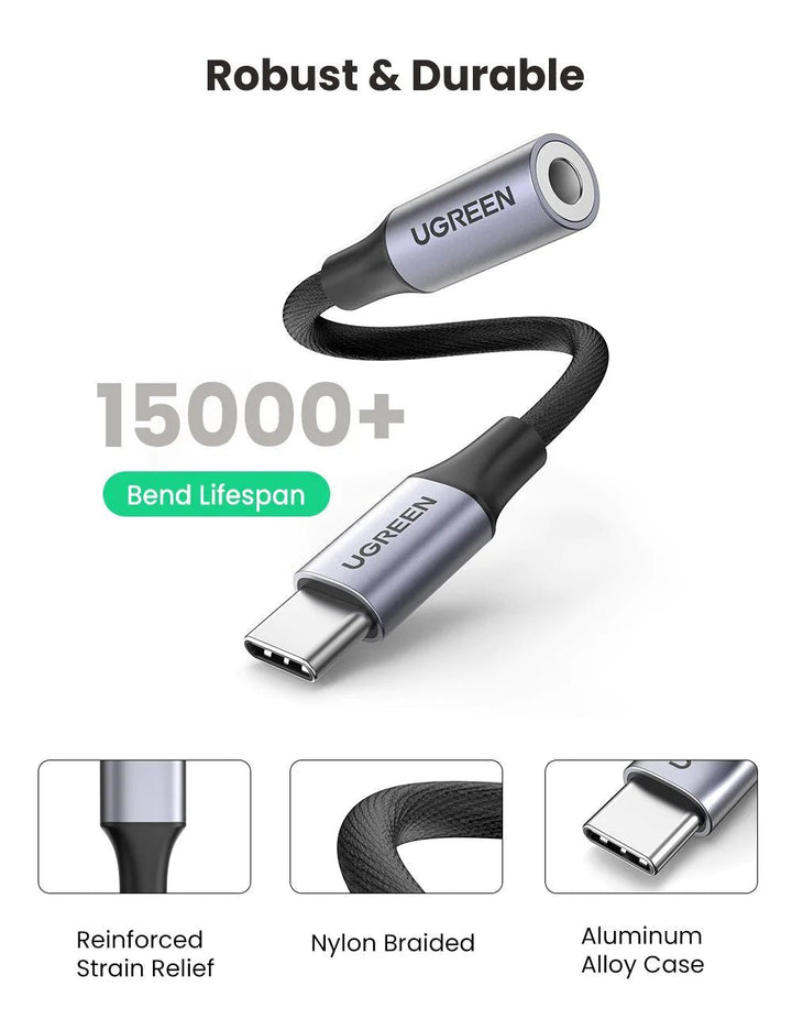 UGREEN USB C to 3.5mm Jack DAC Type C Headphone Amplifier Aux Adapter Hi-Fi Stereo - UGREEN