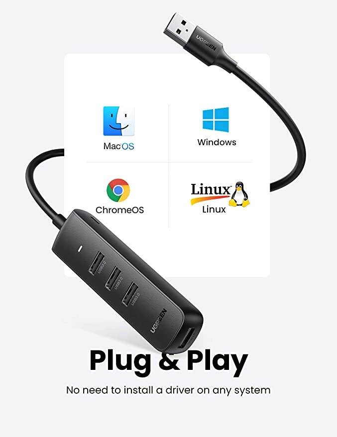  Powered USB Hub Rosonway Aluminum 5 Port USB Hub Expander with  4 USB 3.0 Data Ports and 1 Fast Charging Port, USB Hub 3.0 Splitter with  24W(12V/2A) Power Adapter and Individual